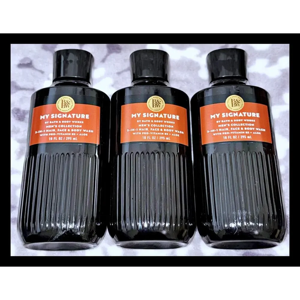 Bath & Body Works 10 oz My Signature Men's 3-in-1 Hair Face Body Wash Gel x3